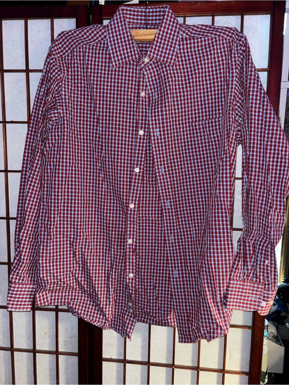 Club Room Red and White Check Dress Shirt